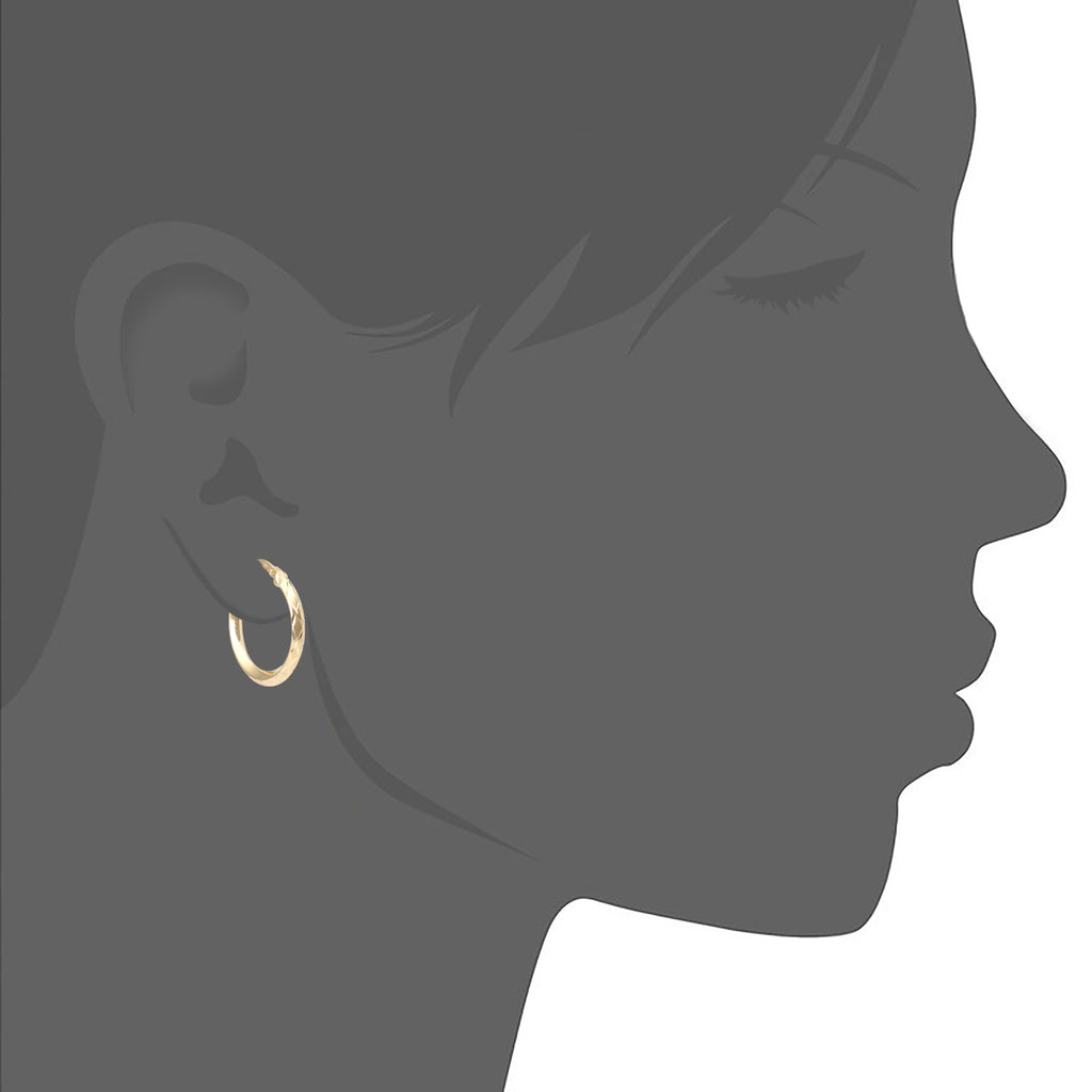 9ct Gold Textured Diamond Cut Hoop Earrings