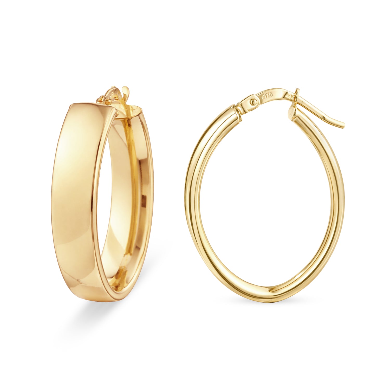 9ct Yellow Gold Oval Hoop Earrings