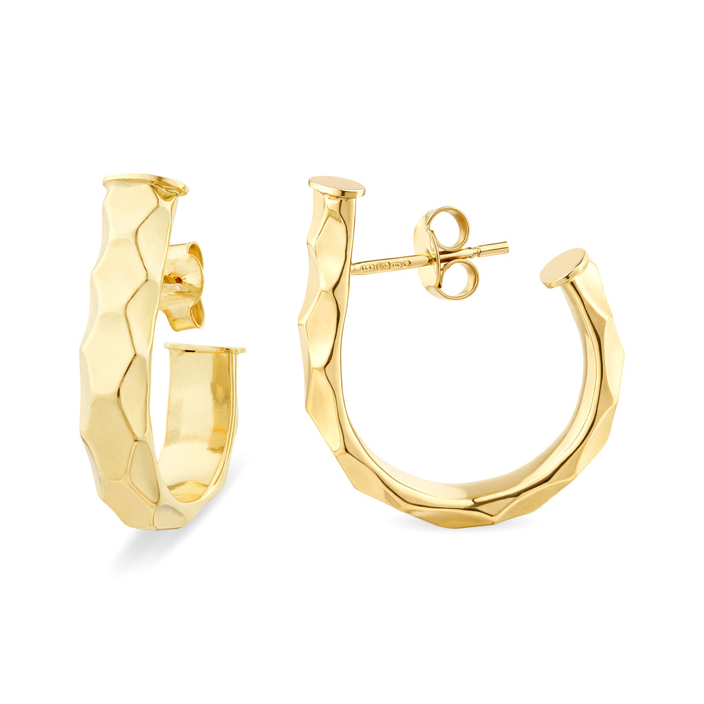 Diamond Cut Medium Hoop Earrings 9ct Yellow Gold | Prime Jewellery