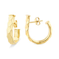 Diamond Cut Medium Hoop Earrings 9ct Yellow Gold | Prime Jewellery
