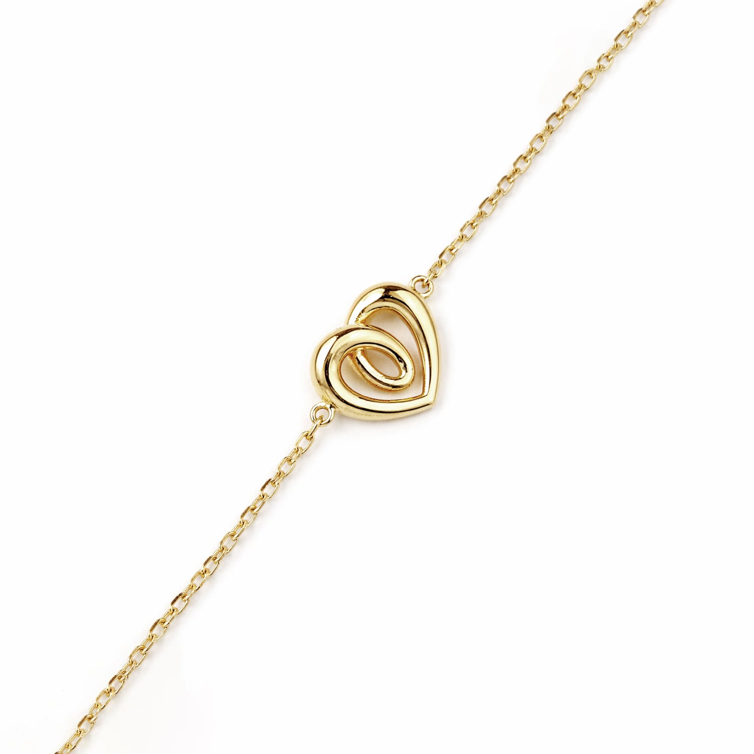 9ct Yellow Gold 7.5 Inch Heart Bracelet