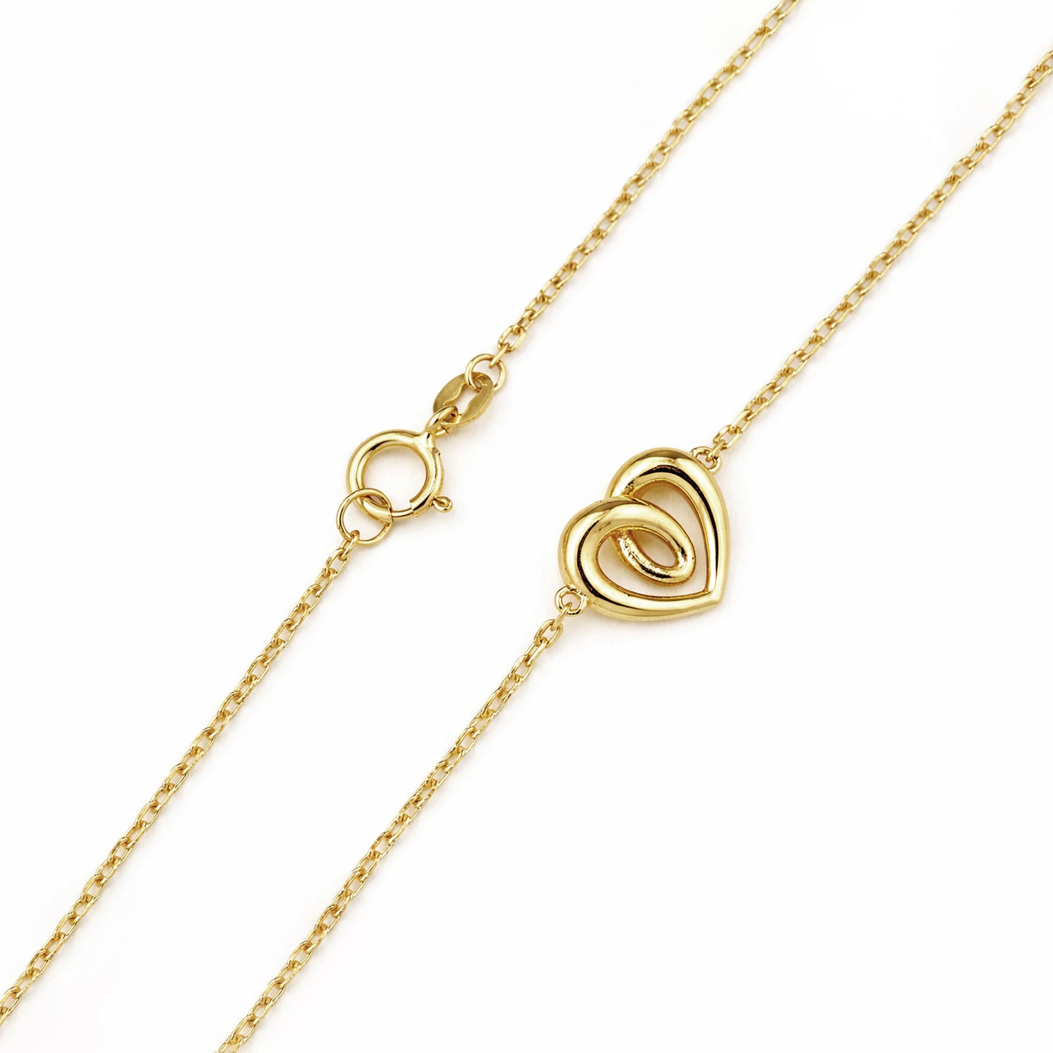 9ct Yellow Gold 7.5 Inch Heart Bracelet