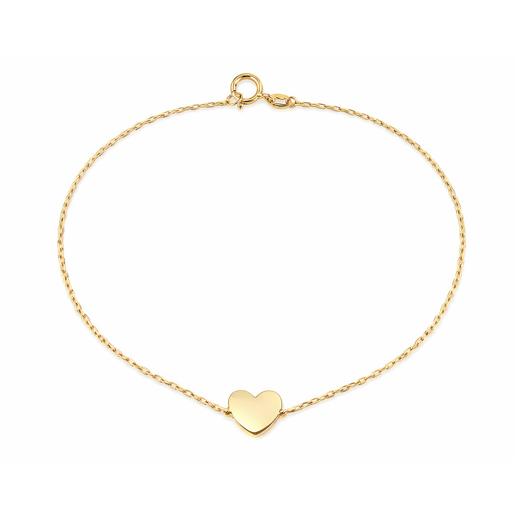 9ct Yellow Gold 7.5 Inch Heart Bracelet