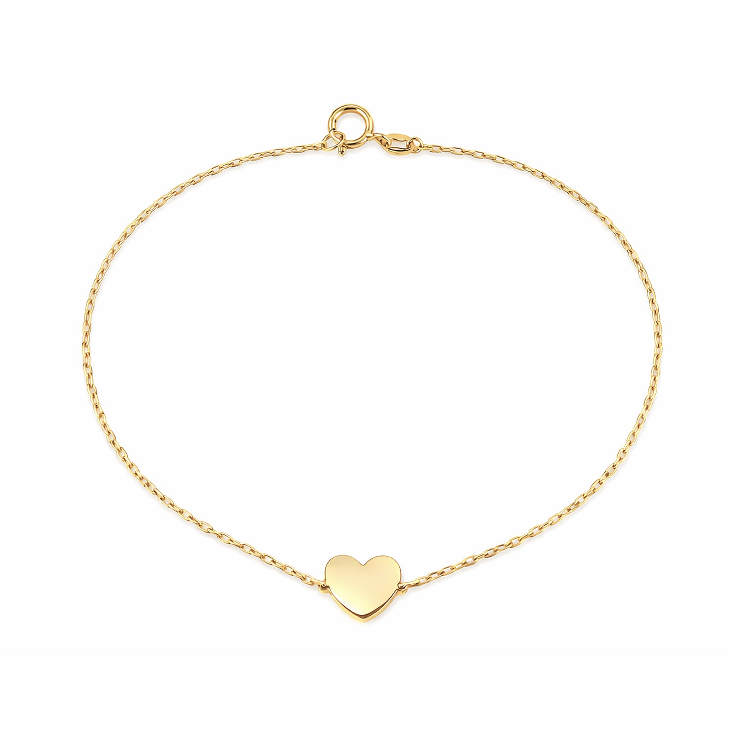 9ct Yellow Gold 7.5 Inch Heart Bracelet