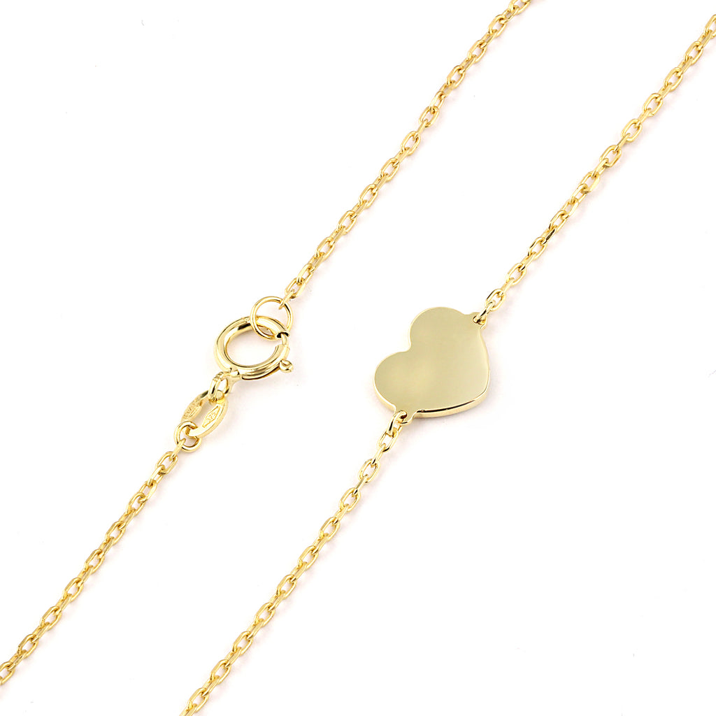 9ct Yellow Gold 7.5 Inch Heart Bracelet
