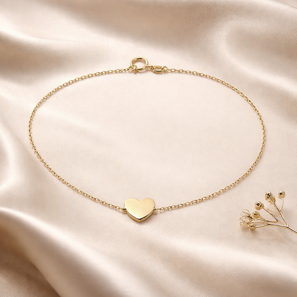 9ct Yellow Gold 7.5 Inch Heart Bracelet