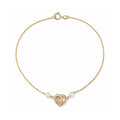 9ct Yellow Gold 7.5 Inch Heart and Pearl Bracelet