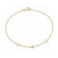 9ct Yellow Gold 7.5 Inch Cube and Pearl Bracelet