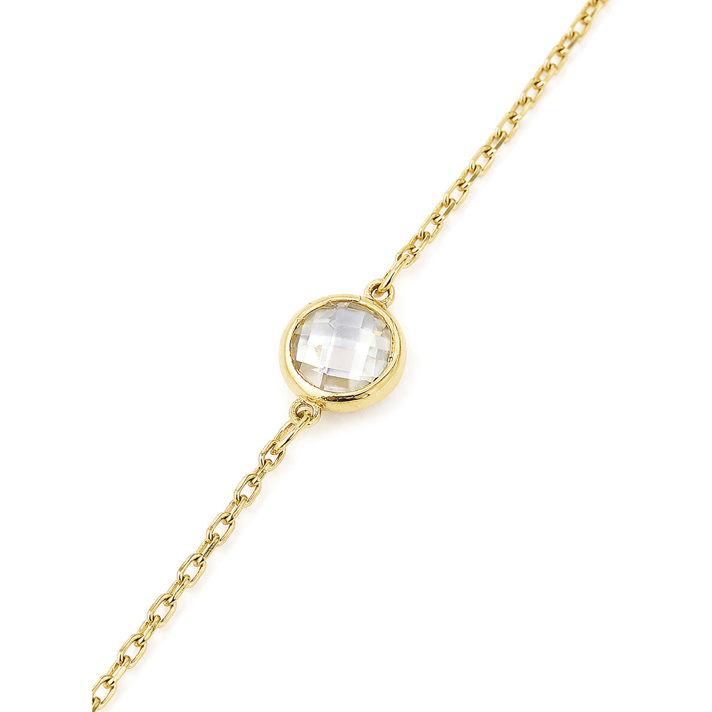 9ct Yellow Gold Trilogy Bracelet with Cubic Zirconia – Bezel Set Station Chain