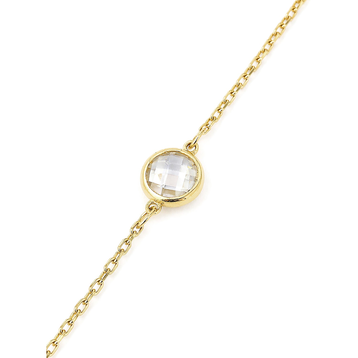 9ct Yellow Gold Trilogy Bracelet with Cubic Zirconia – Bezel Set Station Chain