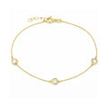 9ct Yellow Gold Heart Trilogy Bracelet with Cubic Zirconia – Bezel Set Station Chain