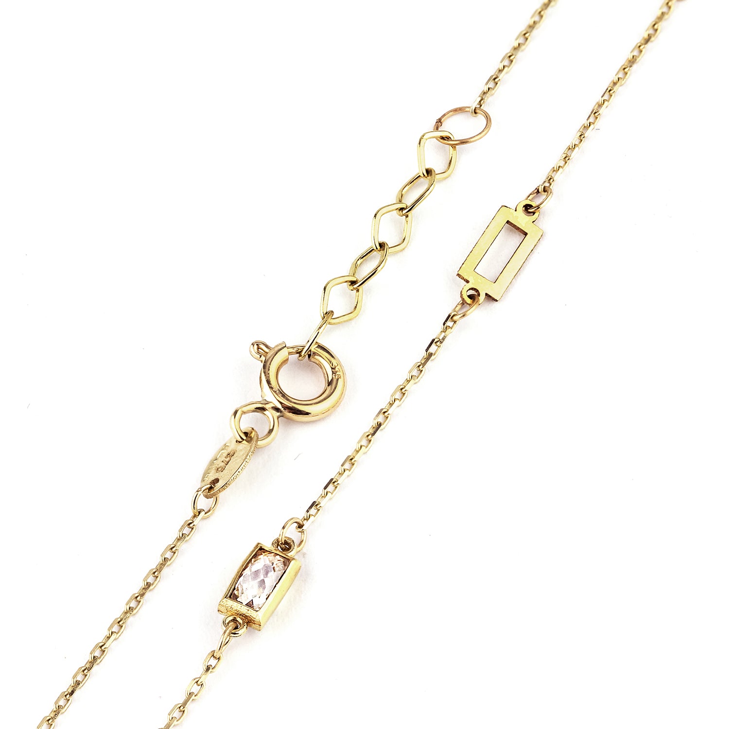 9ct Yellow Gold Emerald Cut Station Bracelet with Cubic Zirconia