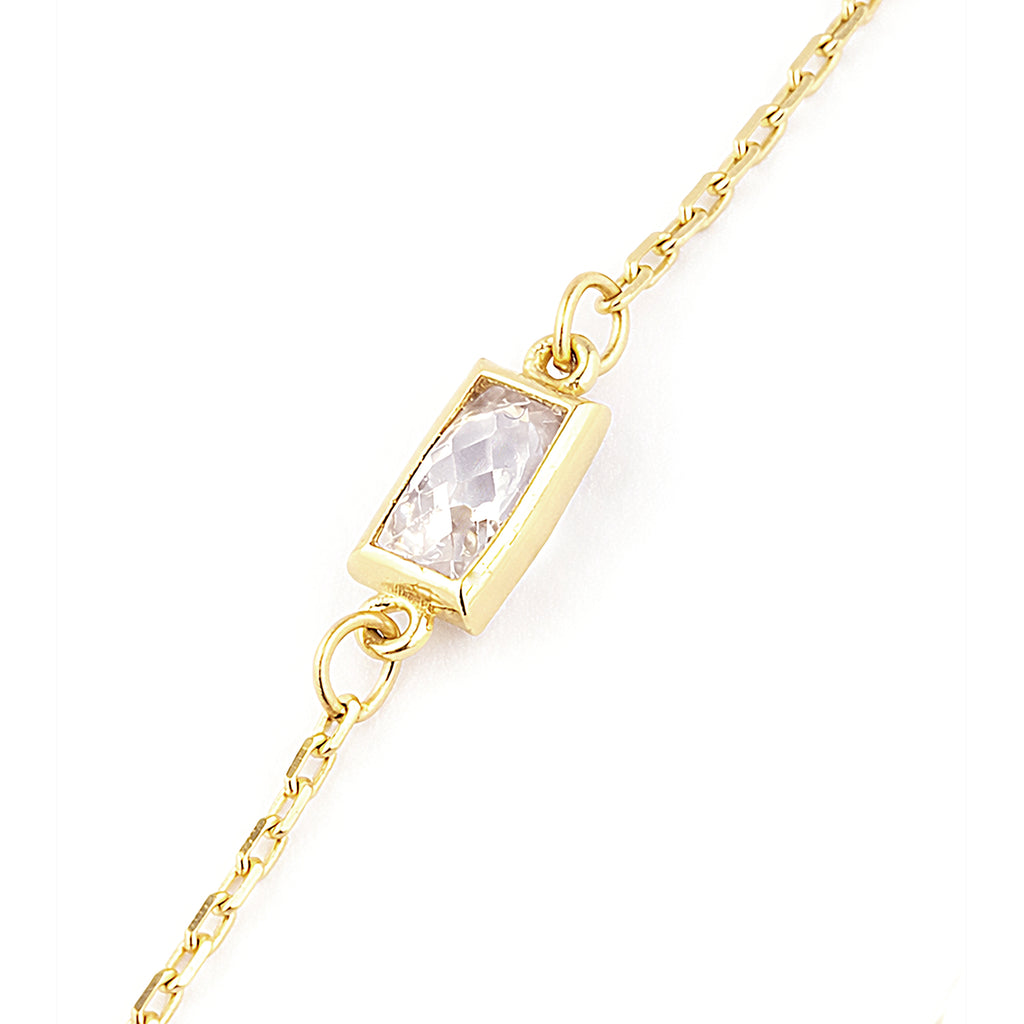 9ct Yellow Gold Emerald Cut Station Bracelet with Cubic Zirconia