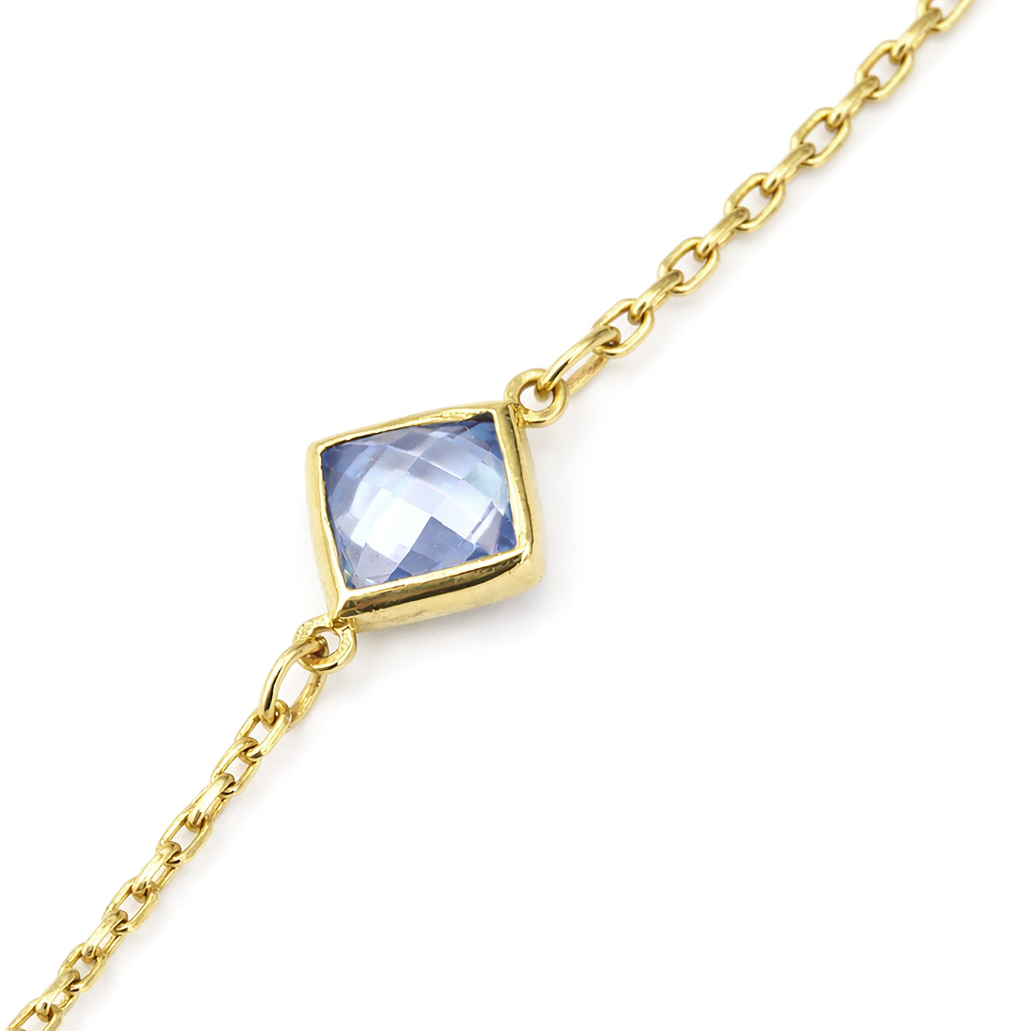 9ct Yellow Gold Multi Colour Cushion Cut Cubic Zirconia Station Bracelet