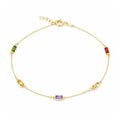 9ct Yellow Gold Multi Colour Emerald Cut Cubic Zirconia Station Bracelet