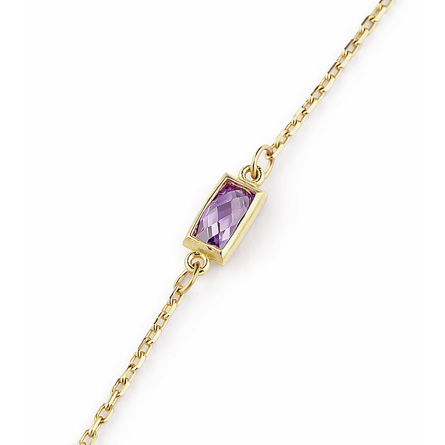 9ct Yellow Gold Multi Colour Emerald Cut Cubic Zirconia Station Bracelet