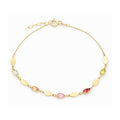 9ct Yellow Gold Multi Colour Pear Cut Cubic Zirconia Station Bracelet