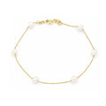 9ct Yellow Gold Pearl Station Bracelet – White Round Pearl Bezel Set
