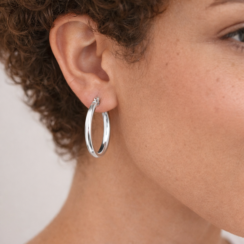 Medium Hoop Earrings - detail view | Prime Jewellery