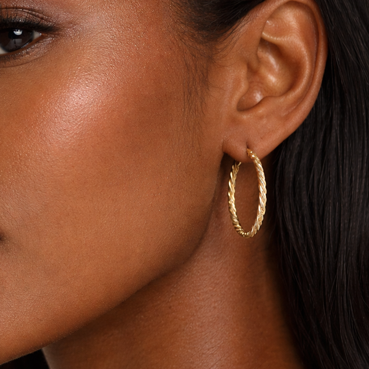 Twisted Medium Hoop - detail view | Prime Jewellery