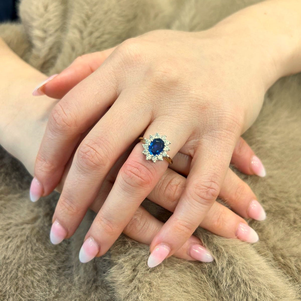 9ct Yellow and White Gold Sapphire Ring in Cluster Design