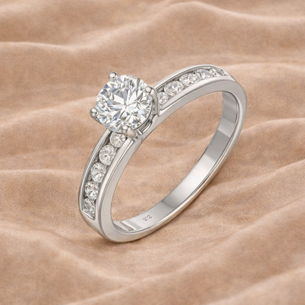 Silver CZ Engagement Ring