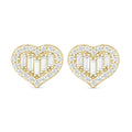9ct Yellow Gold Cubic Zirconia Heart Cluster Stud Earrings