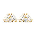 9ct Yellow Gold Cubic Zirconia Baguette Crown Stud Earrings Gift for Her