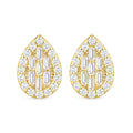 9ct Gold Cubic Zirconia Baguette & Pear Halo Stud Earrings