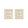 9ct Gold Baguette Cut Cubic Zirconia Square Halo Stud Earrings for Women
