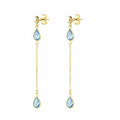 9ct Yellow Gold Blue Pear Cut Cubic Zirconia Drop Earrings – Trilogy Bezel Set Station Design
