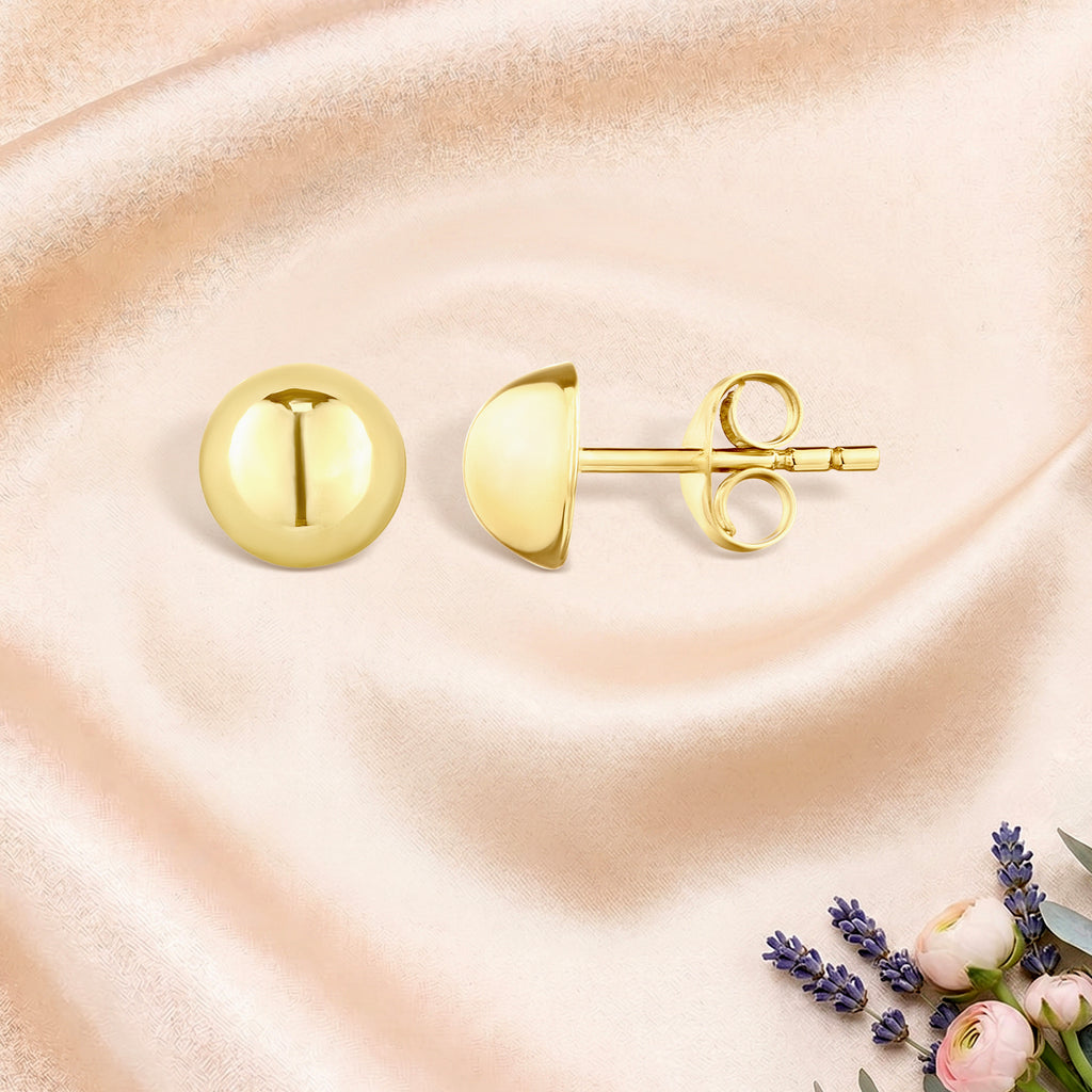 9ct Yellow Gold 5mm Button Stud Earrings