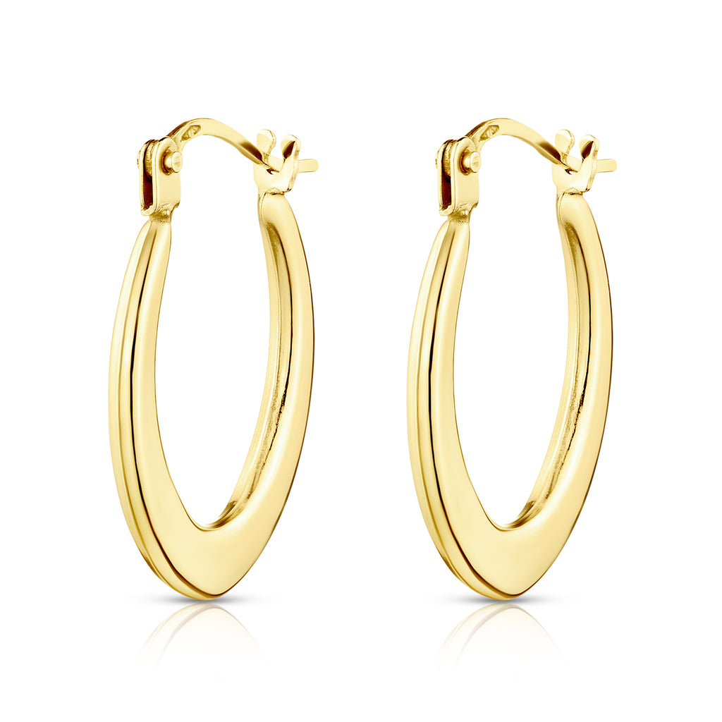 9ct Yellow Gold Oval Creole Earrings