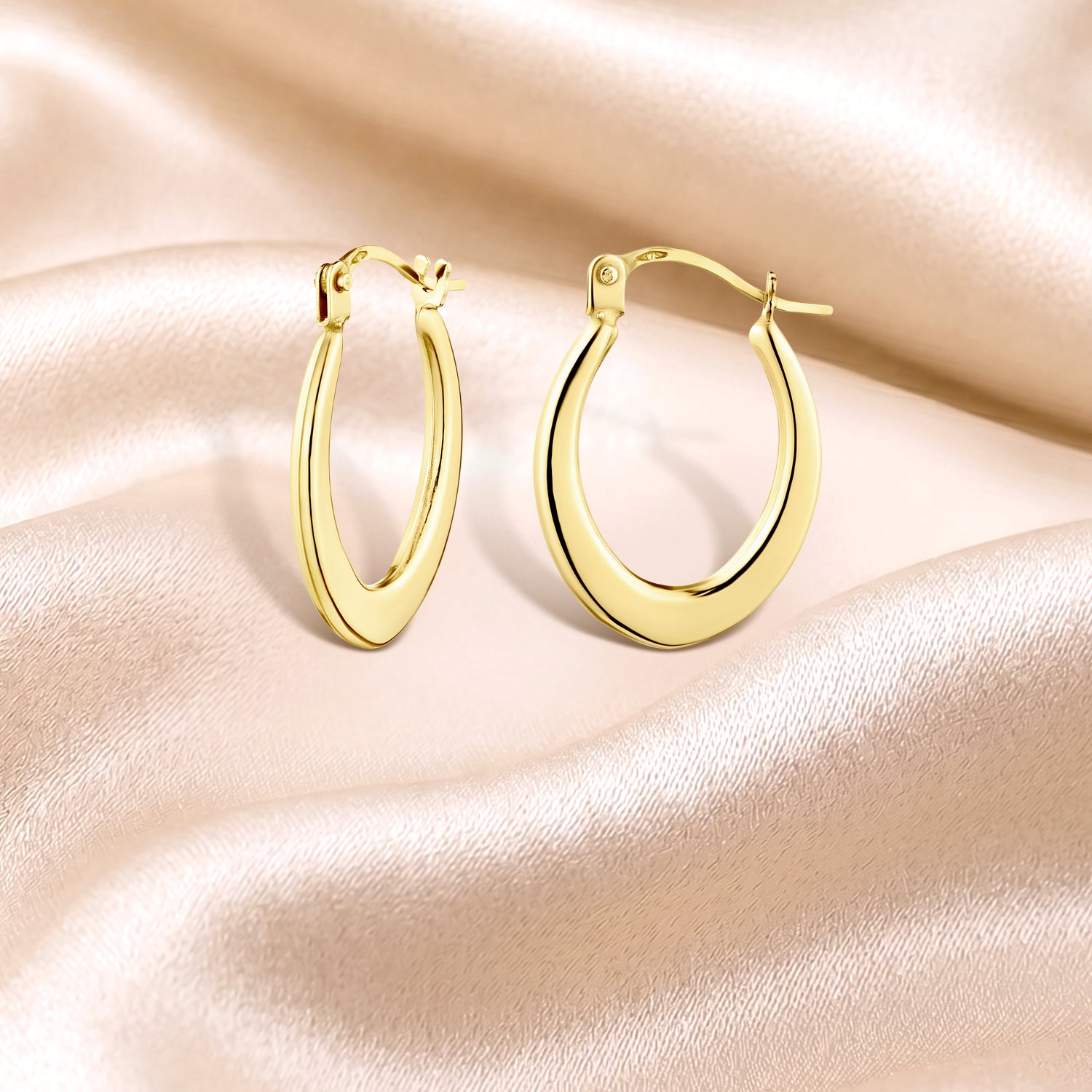 9ct Yellow Gold Oval Creole Earrings