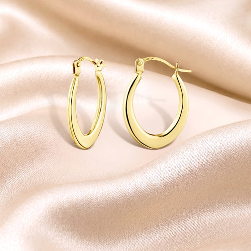 9ct Yellow Gold Oval Creole Earrings