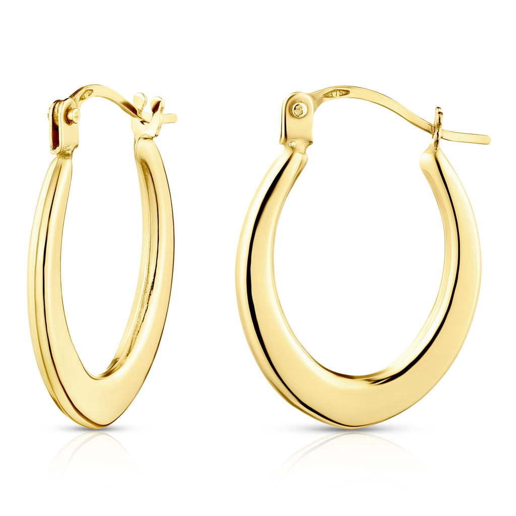 9ct Yellow Gold Oval Creole Earrings