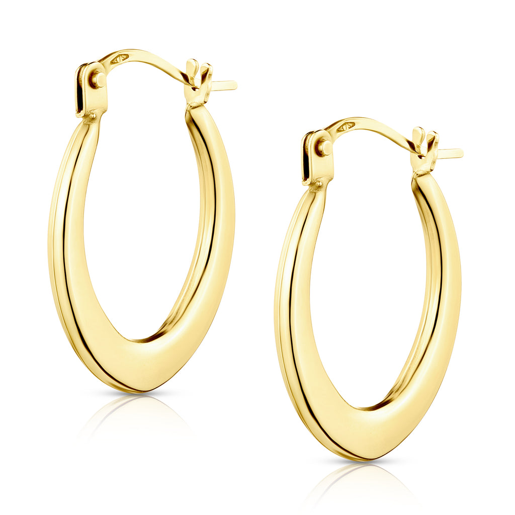 9ct Yellow Gold Oval Creole Earrings