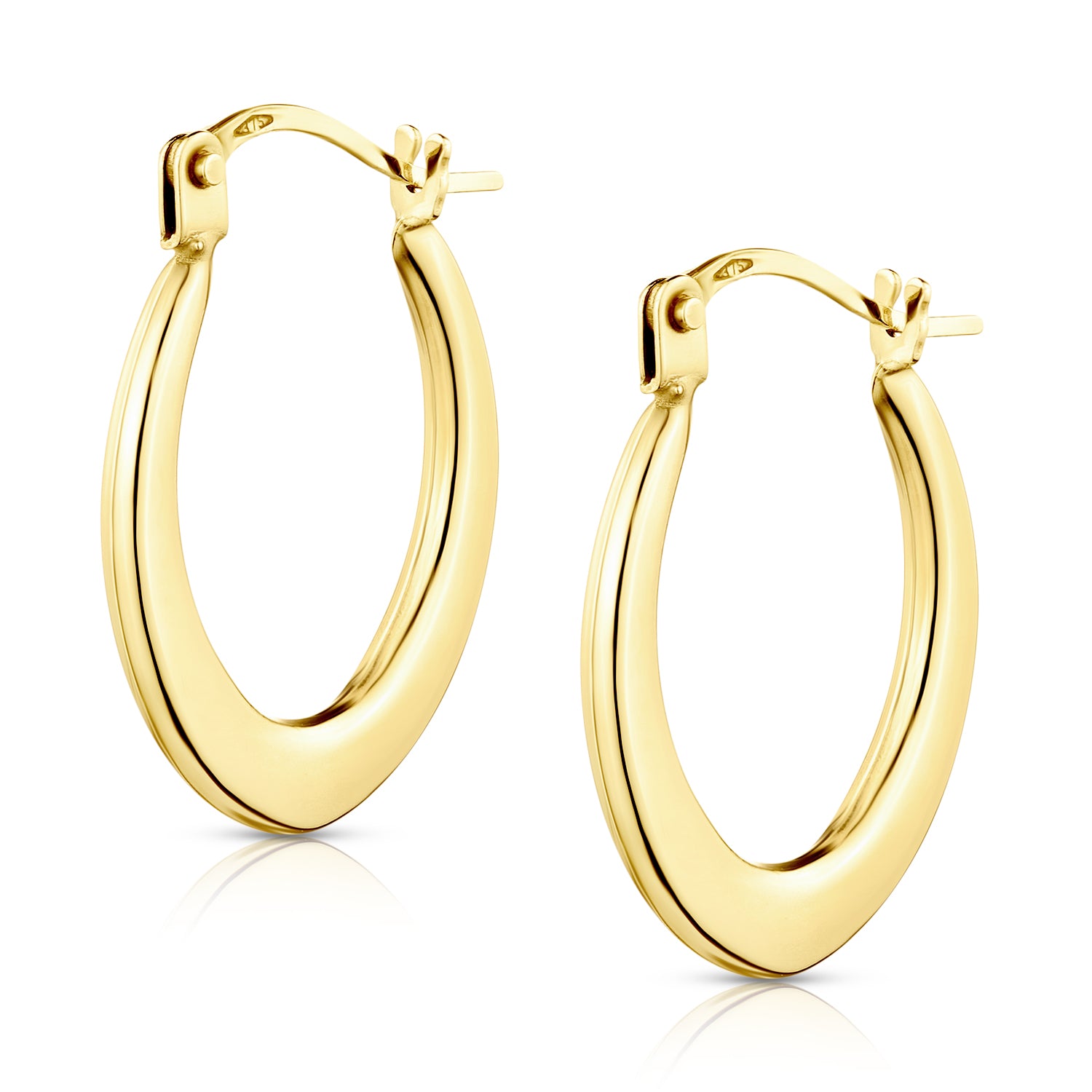 9ct Yellow Gold Oval Creole Earrings