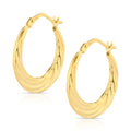 9ct Yellow Gold Patterned Oval Creole Earrings