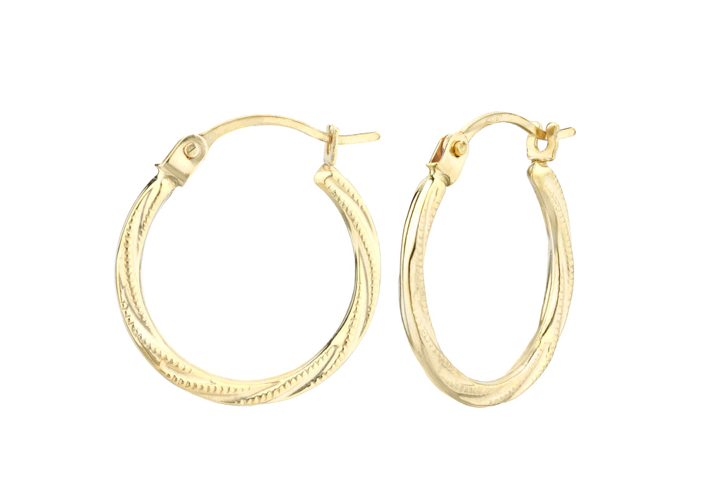 9ct Yellow Gold Twist Hoop Earrings