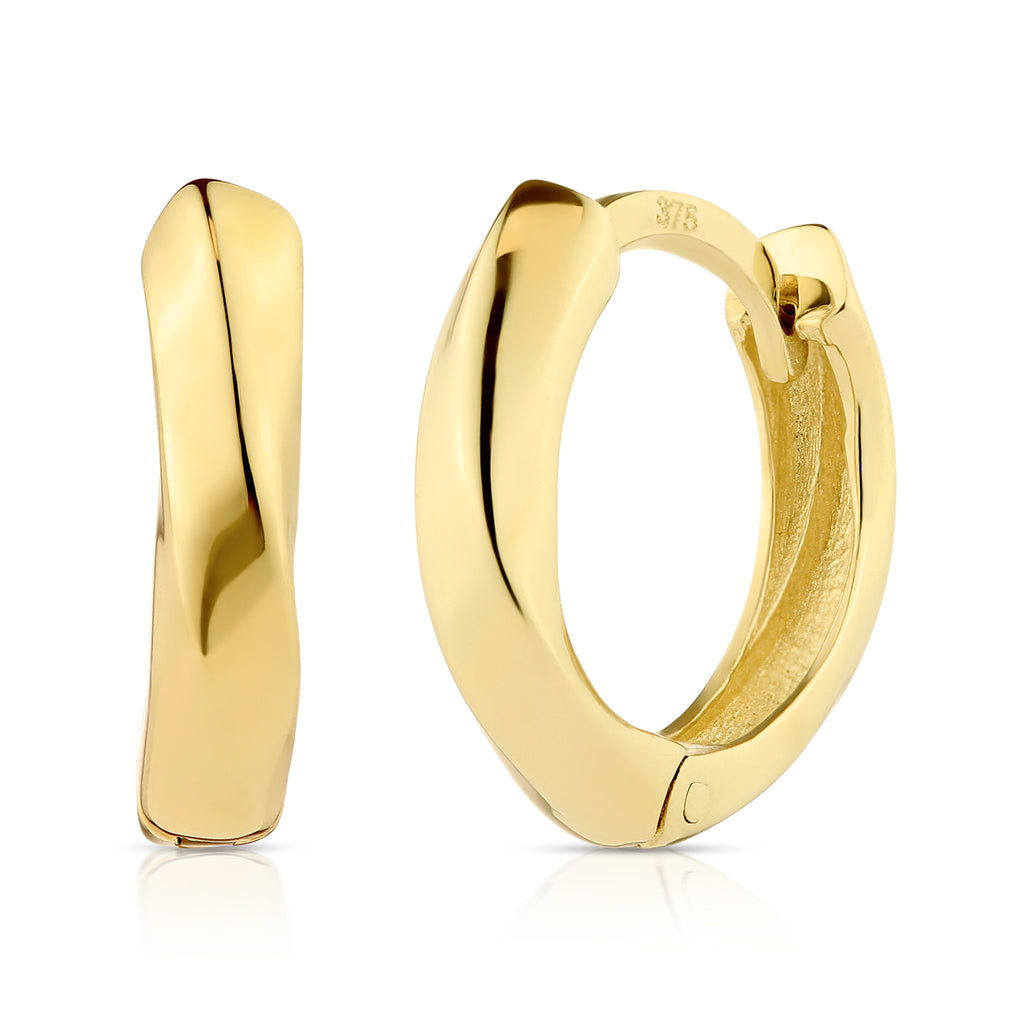 9ct Yellow Gold Twist Huggie Earrings