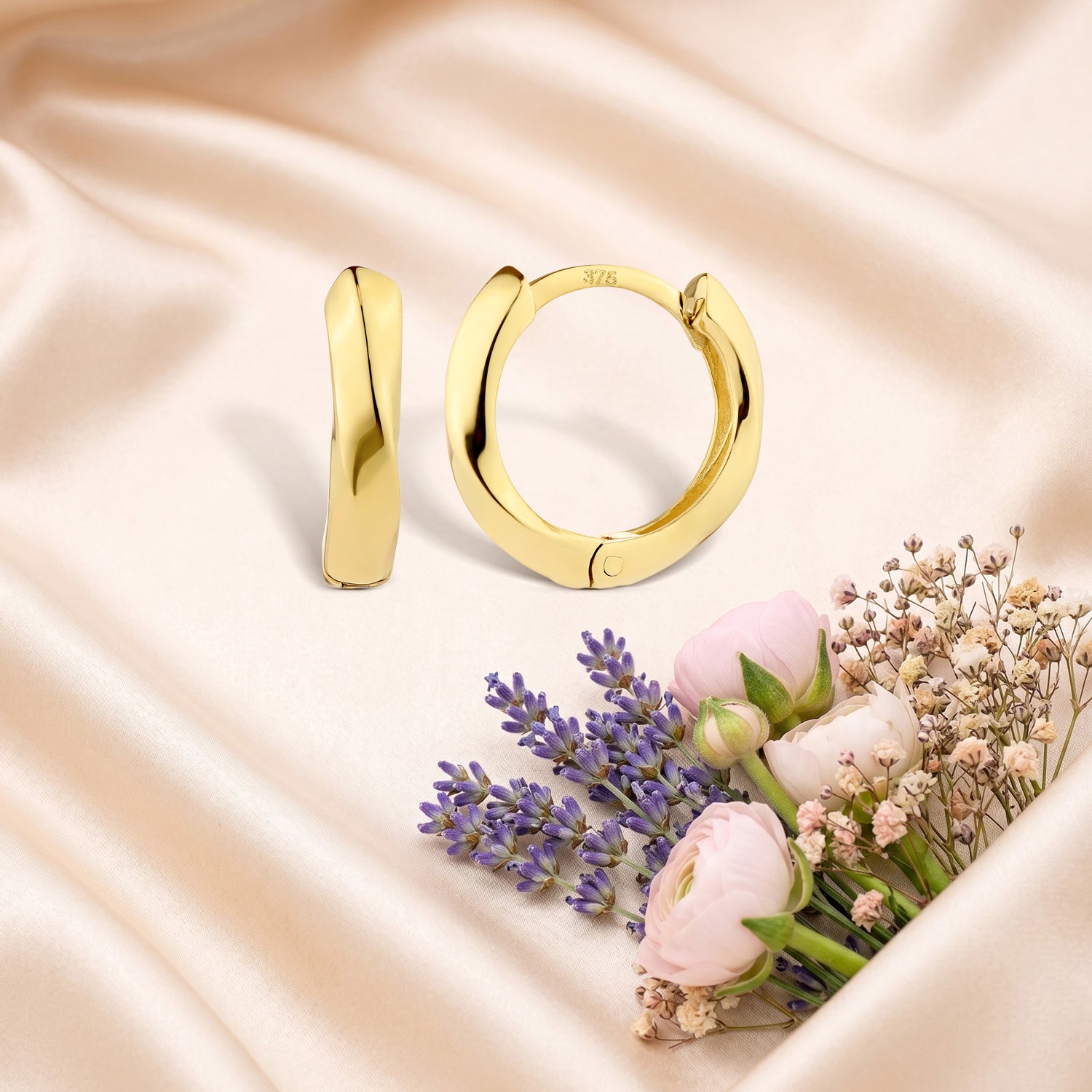 9ct Yellow Gold Twist Huggie Earrings