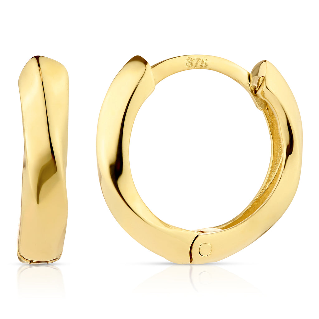 9ct Yellow Gold Twist Huggie Earrings