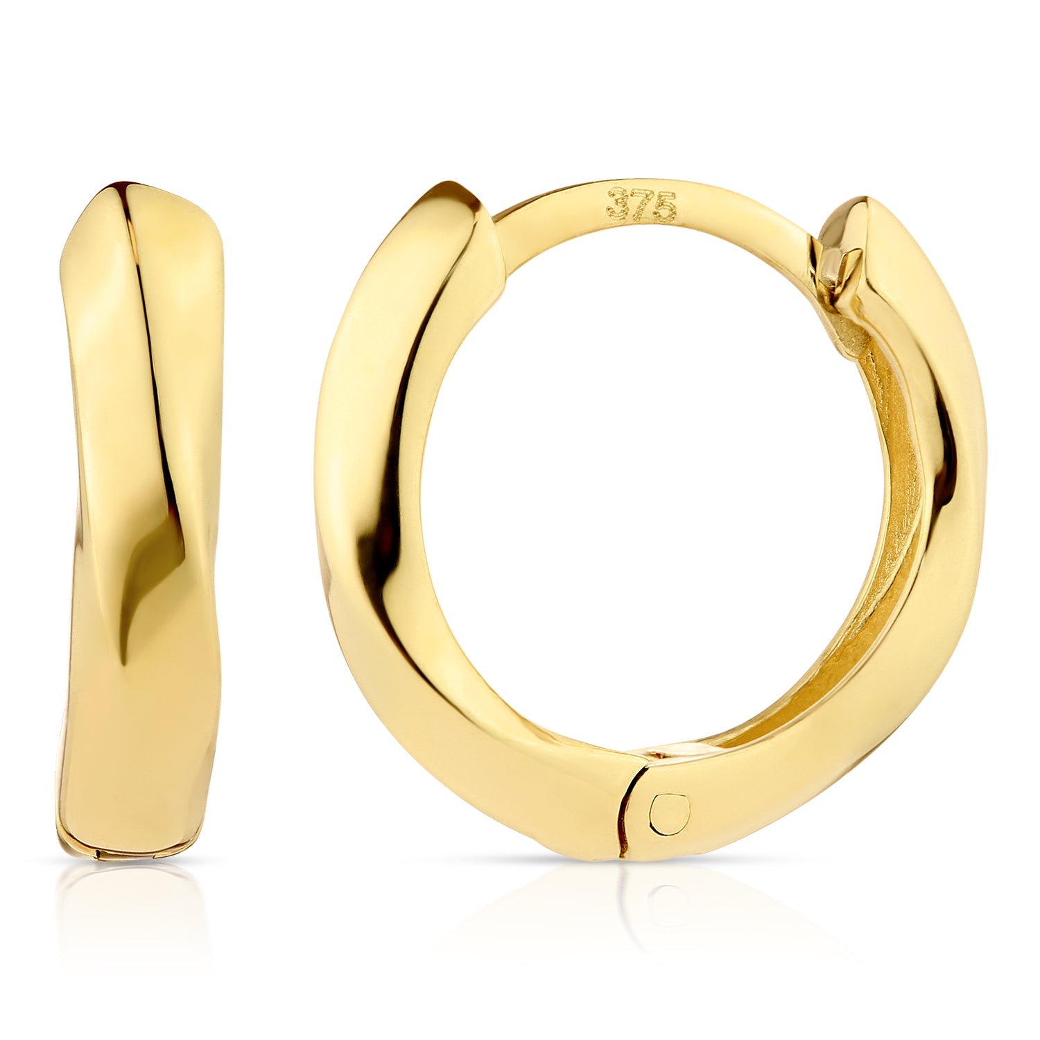 9ct Yellow Gold Twist Huggie Earrings
