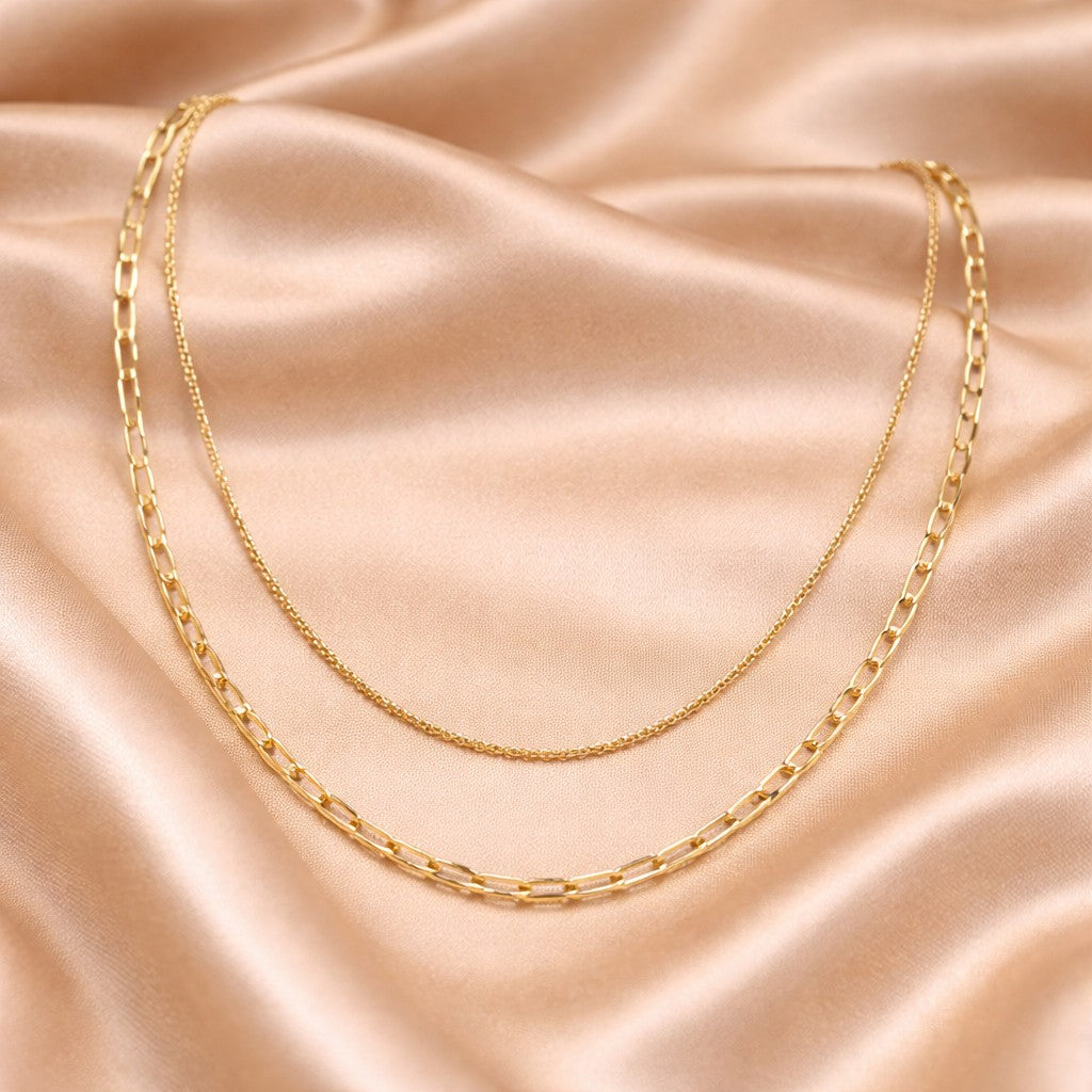 9ct Yellow Gold Belcher and Paper Layered Chain