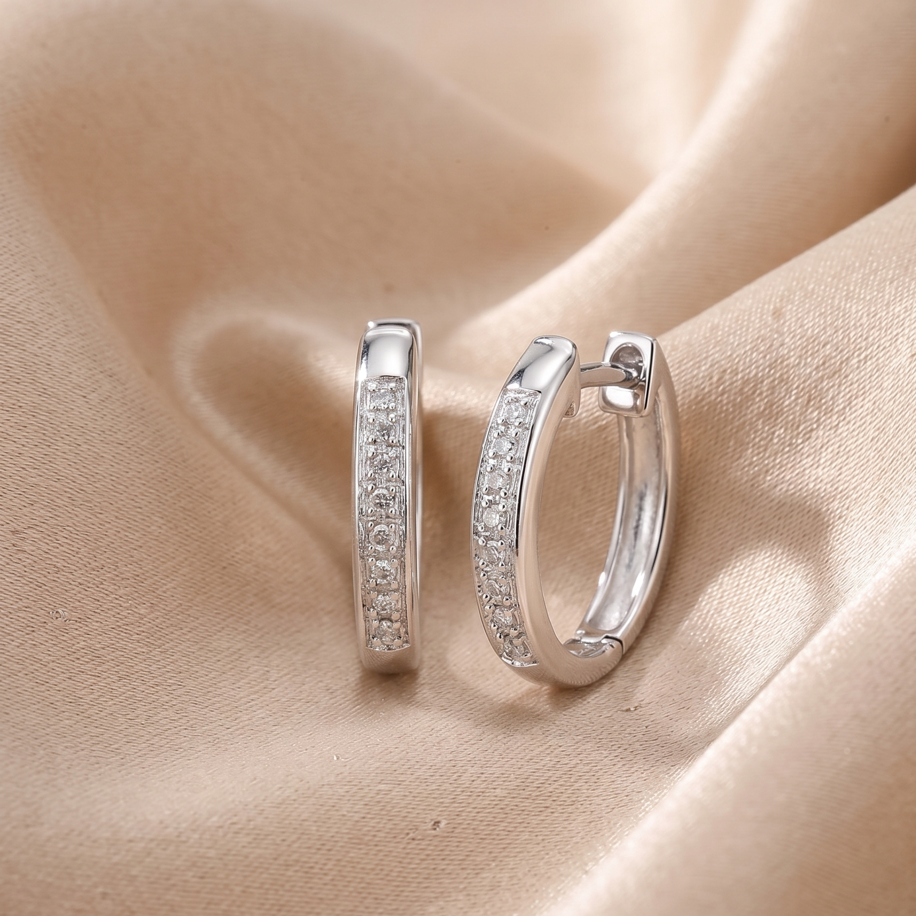 Diamond Hoop Earrings - detail view | Prime Jewellery