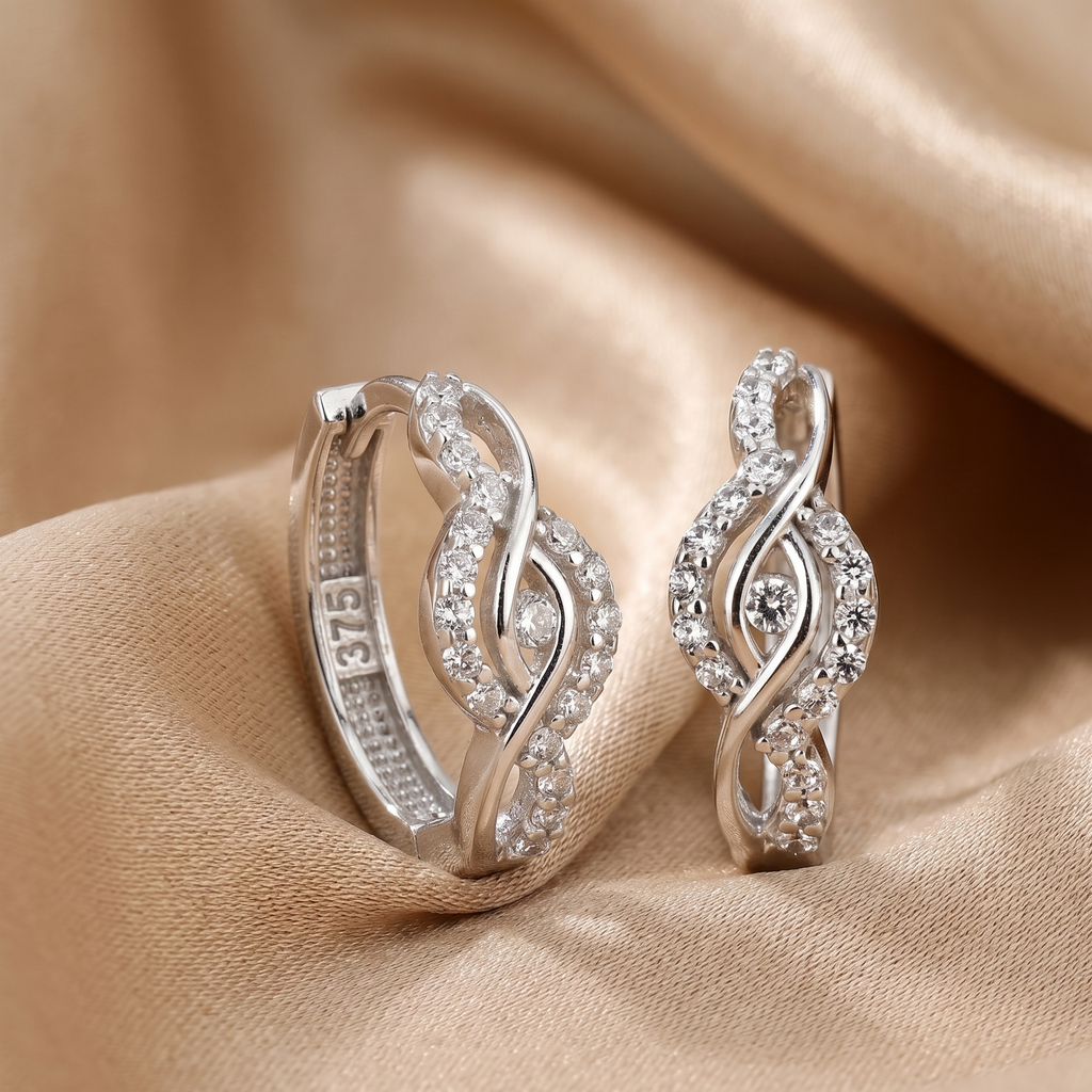Cubic Zirconia Hoop Earrings - detail view | Prime Jewellery