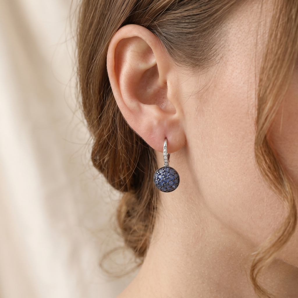 Blue Sapphire Hoop Earrings - detail view | Prime Jewellery