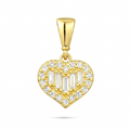 9ct Yellow Gold CZ Baguette Heart Shape Pendant Necklace