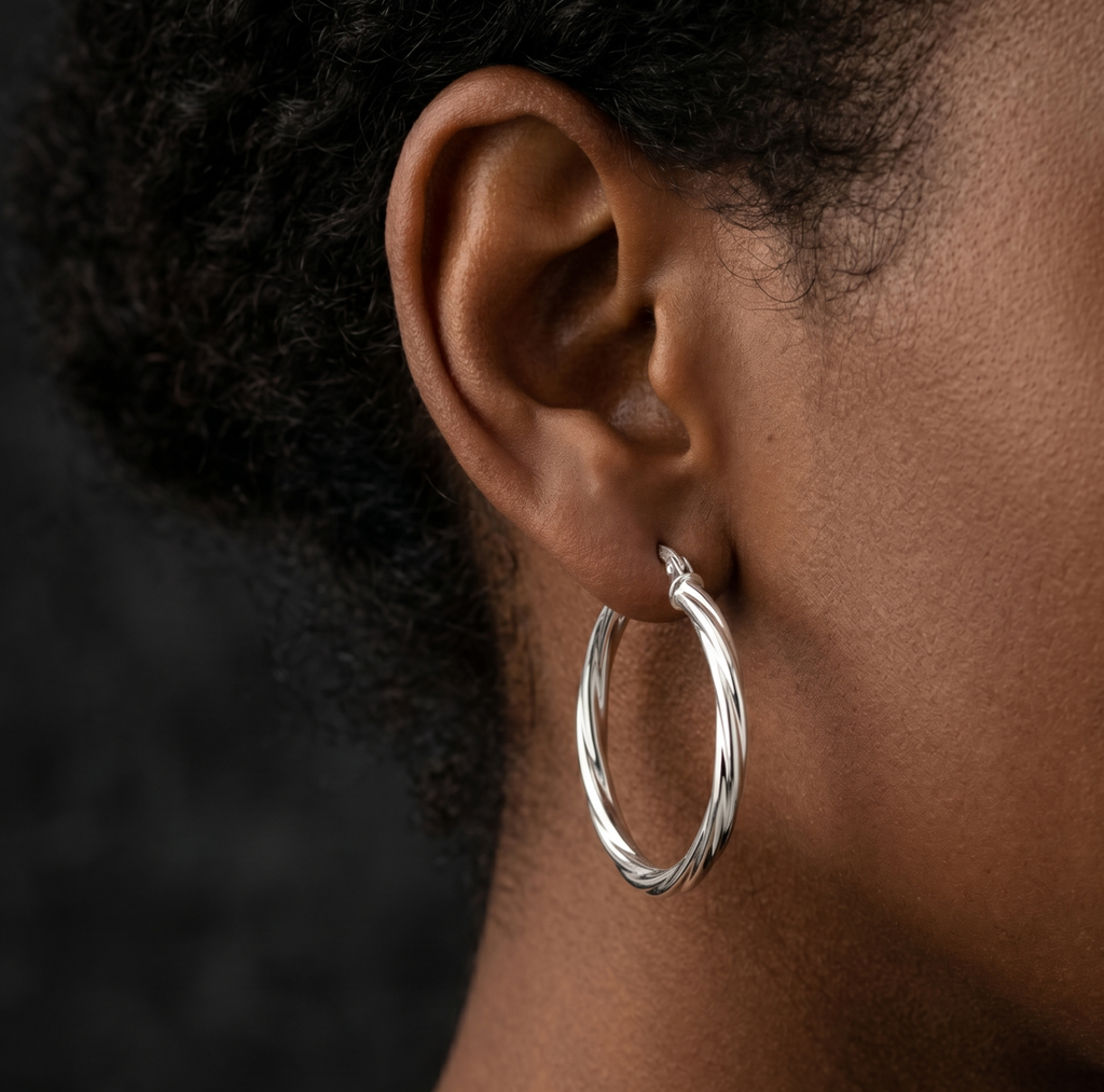 Twisted Medium Hoop - detail view | Prime Jewellery